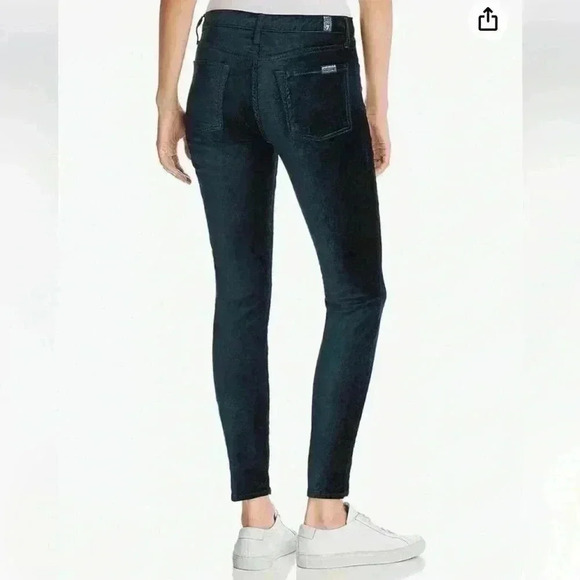 7 For All Mankind Women's Dark Green Velvet Skinny Jeans in Size 28. - Picture 2 of 5